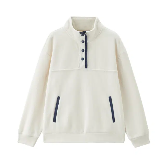 佐丹奴 摇粒绒抓绒上衣宽松撞色立领卫衣 女款