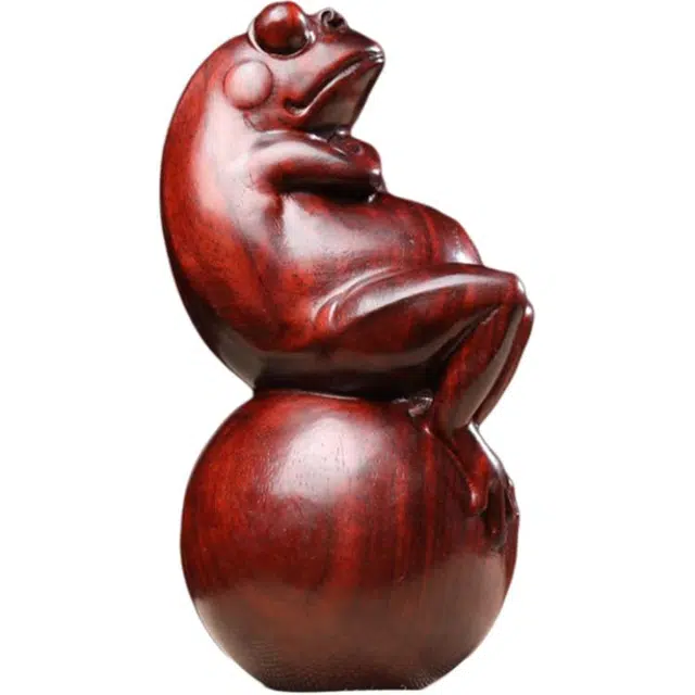 得笙陌 精雕顶呱呱来财摆设文玩装饰品 血檀 木作摆件 男女同款情侣款