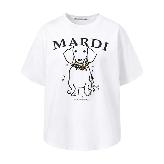MARDI MERCREDI TSHIRT SWING THE TAIL DDANJI FLOWER NECKLACE_WHITE TANGERINE SS25 T