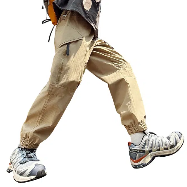 顶峰保罗 美式山系骑行户外登山大口袋工装防风防水无性别主义纯色褶皱伞兵运动束脚裤弹力百搭显高显瘦休闲裤 男女同款