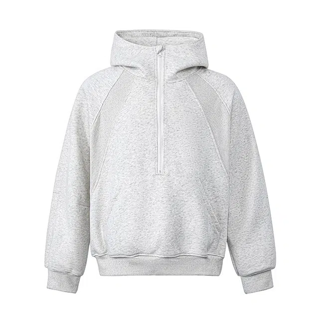 欧路得 美式半拉链重磅连帽男潮牌拼接秋季宽松短款套头帽衫外套卫衣 男款