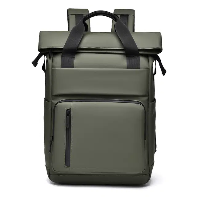 德力熊 纯色商务简约百搭 尼龙 背包双肩包 男款 黑色/绿色