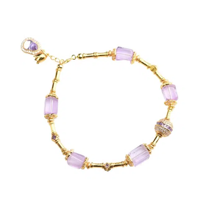 千叶珠宝 盘缠九紫离火天然 紫水晶 手链 女款