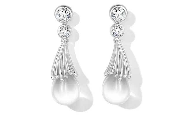 石头记 设计轻奢小众精致 晶体透亮纯净清透氛围感白月光 优雅高级感约会通勤百搭贵气感#好运天然 白水晶 耳环 女款