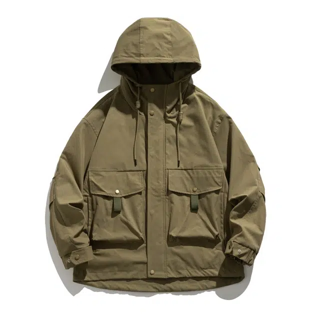 假日伯爵 美式潮牌山系户外风高定竹节塔丝隆分割帽檐双门襟硅胶魔术贴三防功能性短板机能轻量耐磨速干秋季薄款外套夹克 男女同款