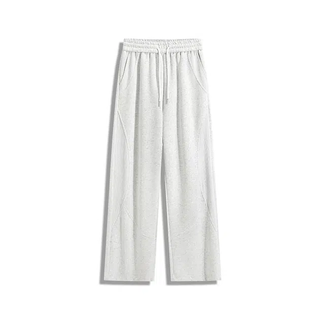 欧路得 重磅阔腿卫裤男秋美式潮牌拼接拖地长裤高街百搭直筒休闲裤 男款