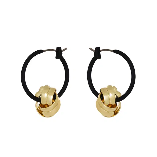 澜耀 拼色日韩黑色几何形耳坠 轻奢个性复古百搭耳饰 合金 耳环 女款