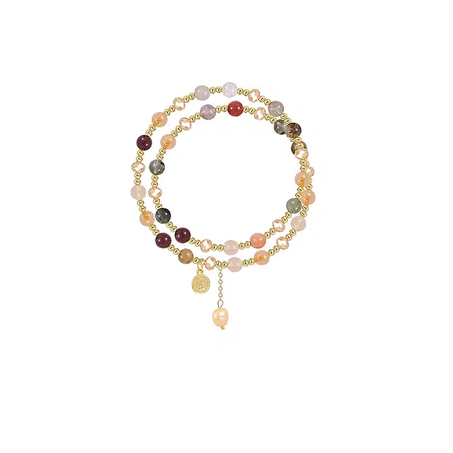 子婳 双层串珠小众设计精致时尚优雅百搭高级感水晶手饰#好运 茶晶 手串 女款