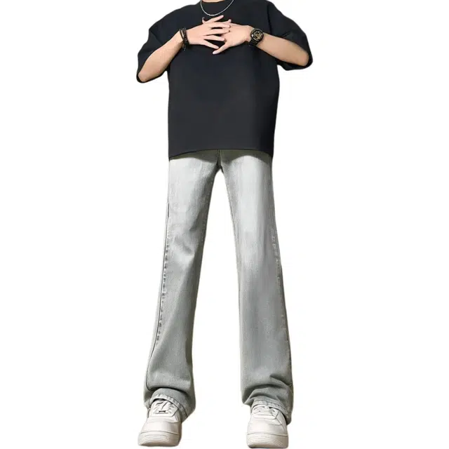 帝狼牛 美式高街风做旧水洗中腰显瘦显高舒适垂感工装裤牛仔裤 男女同款