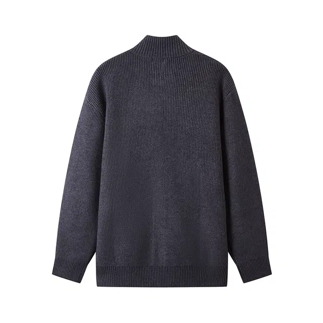 森马 时尚百搭简约休闲日常通勤柔软亲肤慵懒高领开衫外套宽松毛衣 男款