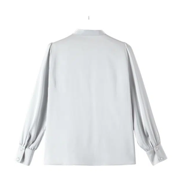 晚白 气质立领肩部收褶排扣设计垂坠顺滑衬衫 女款
