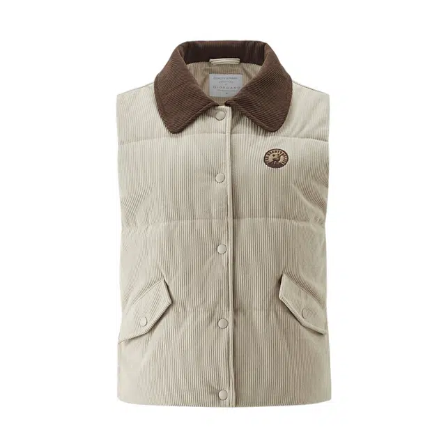 佐丹奴 背心外套灯芯绒绣章撞色翻领棉衣马甲 女款