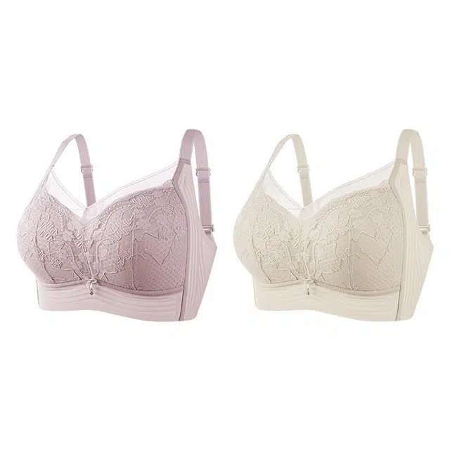 健将 法式慵懒蕾丝知性内衣聚拢有型轻薄防下垂呼吸感胸罩无痕舒适亲肤柔软收副乳美背时尚百搭日常通勤组合装 文胸  女款