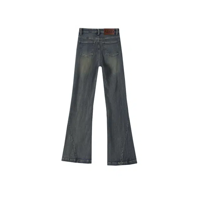 玫丝朵 复古高街做旧猫须设计感微喇拖地牛仔裤 女款