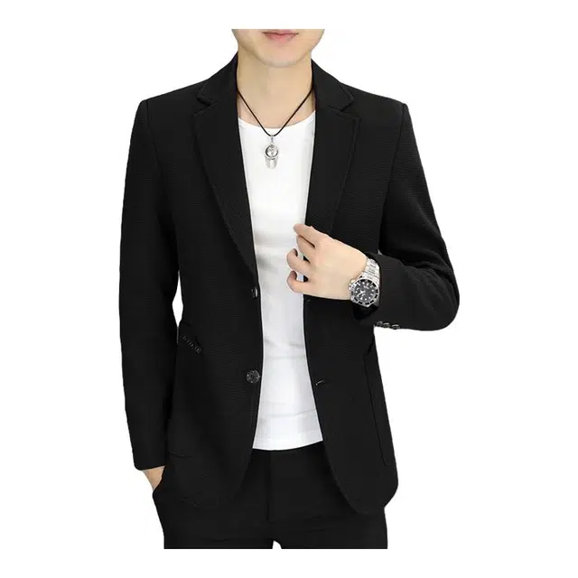 太子龍 西服外套修身潮流两粒扣休闲平驳领春秋纯色西装 男款