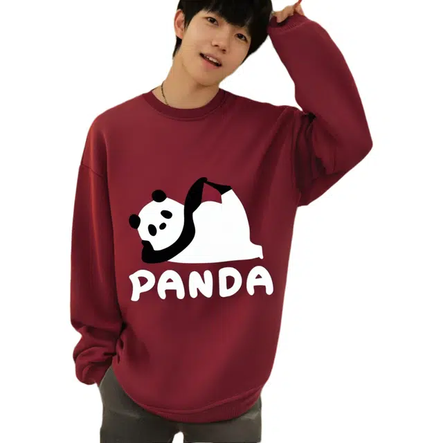 一碗士多 熊猫动漫可爱风趣味字母印花高级感设计美式复古潮牌通勤日常百搭个性小众潮流时尚舒适宽松基础款落肩圆领套头长袖卫衣 男女同款