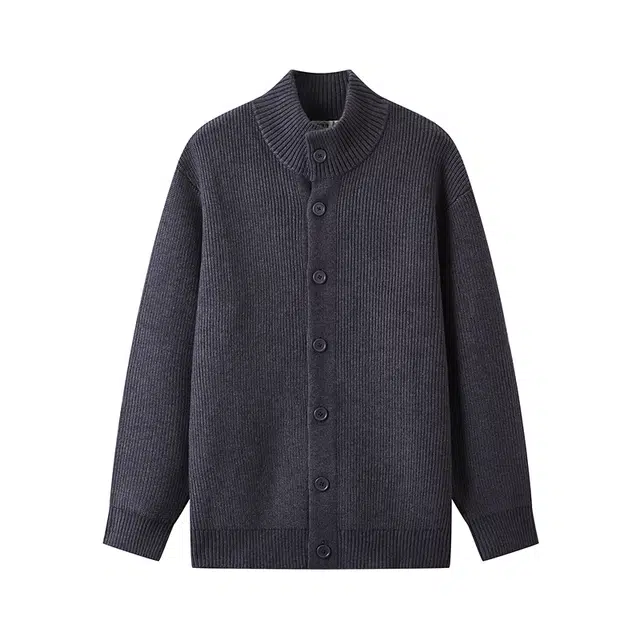 森马 时尚百搭简约休闲日常通勤柔软亲肤慵懒高领开衫外套宽松毛衣 男款