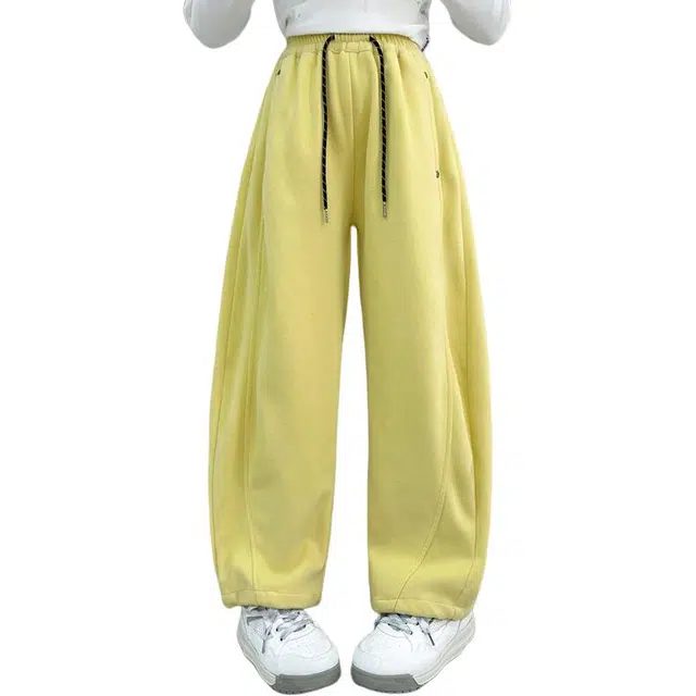 蓝彩何卫裤 女童裤春秋女大童韩版洋气阔腿裤儿童秋季裤女孩初中生裤子