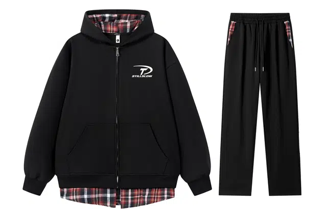 Stillslow Retro Stripe Zip Hoodie Set