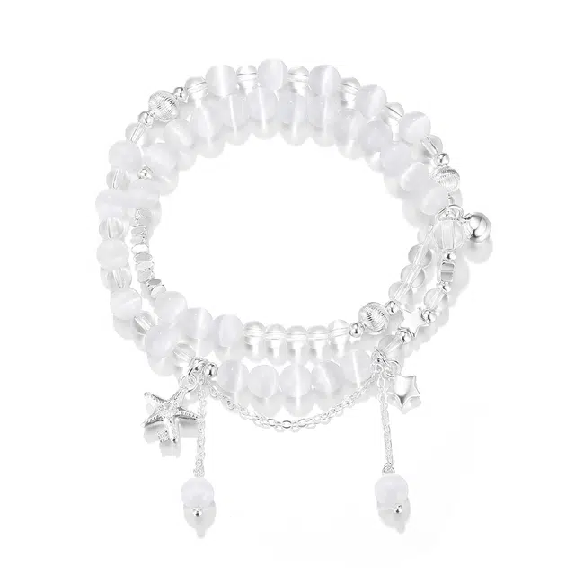 珂里 精致甜美双层海星手串手工串珠子清冷感小众星星设计感碎银几两时尚流苏手饰 琉璃 手串 女款