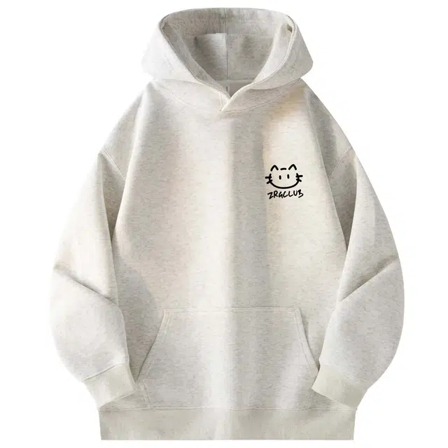 梓润格 美式高街复古趣味小动物字母印花设计日常通勤运动宽松休闲透气舒适百搭连帽卫衣 男女同款