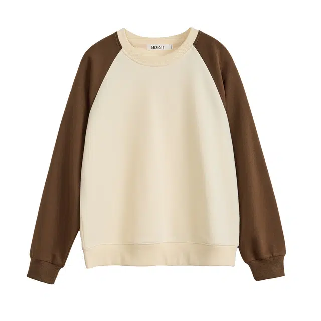 米子旗 撞色插肩袖圆领小个子宽松百搭卫衣 女款