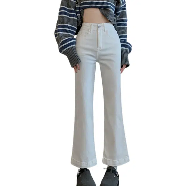 荟萃阁 美式风格修身设计感九分烟管长裤子牛仔裤 女款