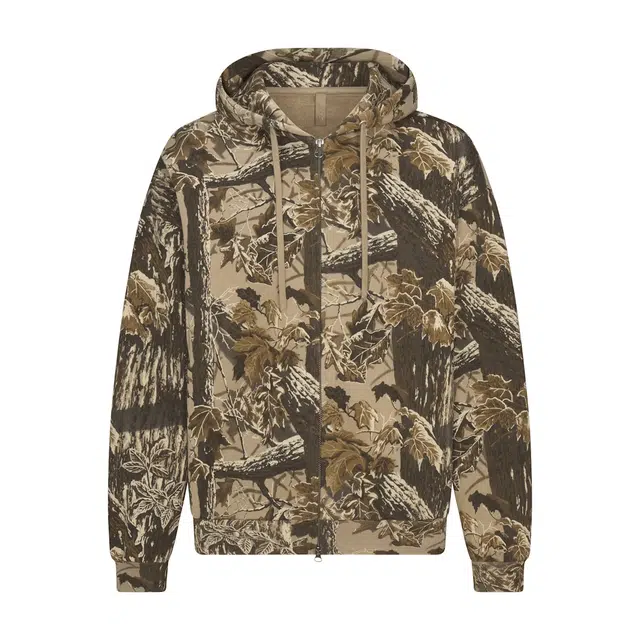SKIMS FW25 HEAVYWEIGHT FLEECE MENS REALTREE RELAXED ZIP UP HOODIE