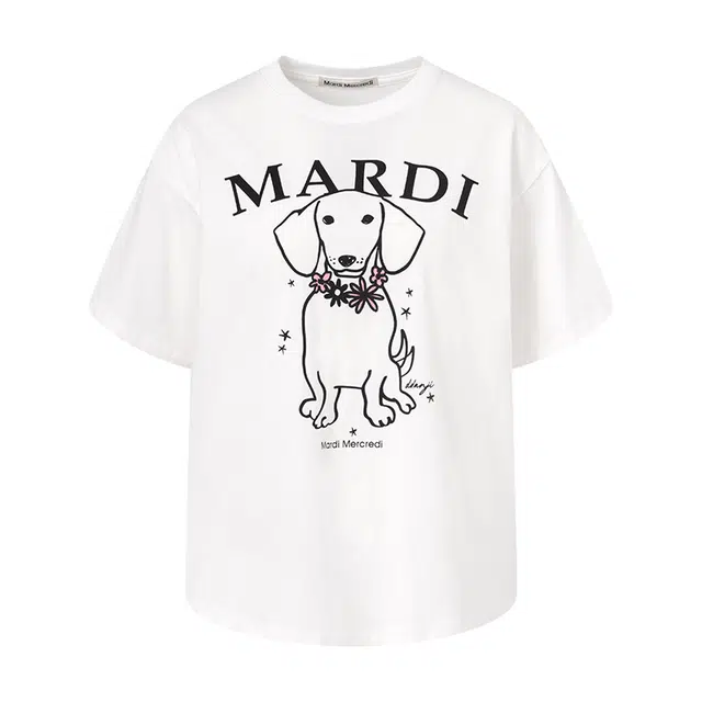 MARDI MERCREDI TSHIRT SWING THE TAIL DDANJI FLOWER NECKLACE_IVORY PINK SS25 T