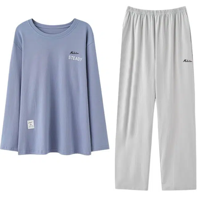 木林森 印花经典版型轻薄凉感长袖长裤垂顺不易皱居家睡衣套装 男款