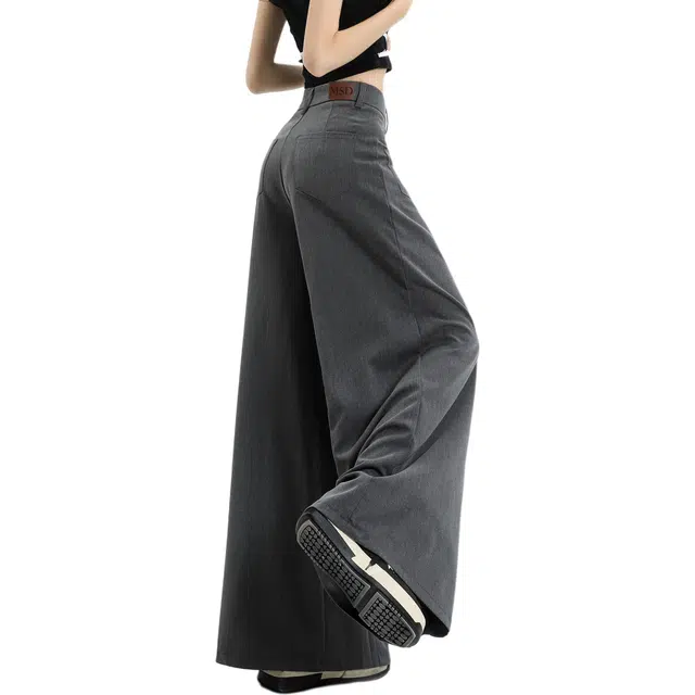 玫丝朵 阔腿裙裤纯色高腰宽松休闲裤 女款