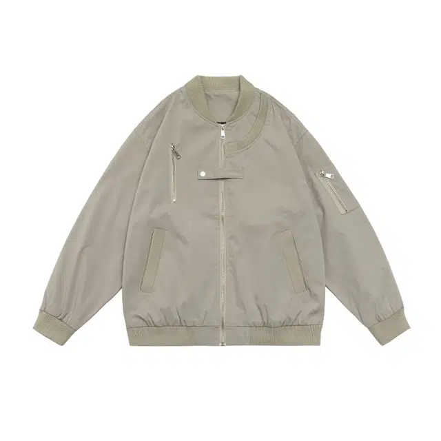 假日伯爵 美式高街嘻哈街头防风防寒保暖基础款简约休闲百搭宽松棒球领飞行员长袖外套夹克 男款