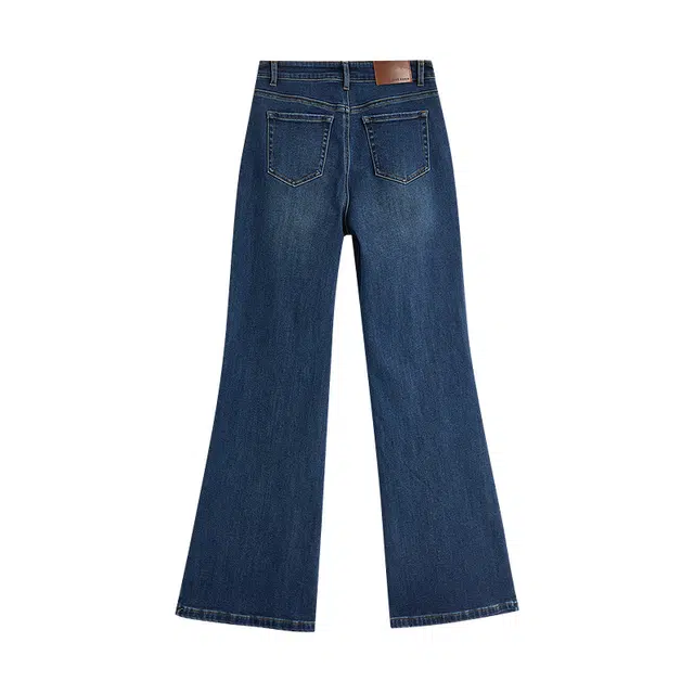 茵曼 复古分割抓毛喇叭百搭潮流垂感质感基础宝藏显瘦微喇早秋穿搭阔腿平价气场入秋时尚氛围牛仔裤 女款