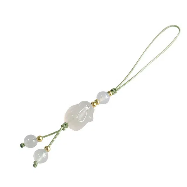 【匠心手作】 卡莱茵 小众兔子 新中式 前途似锦能量磁场 幸运转运珠平安招财#好运织物 玻璃 挂件 男女同款情侣款