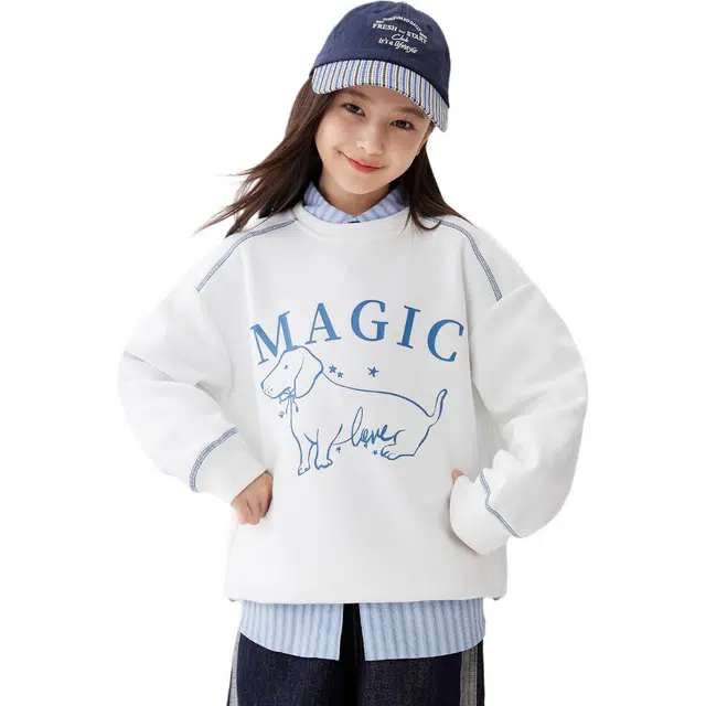 左西腊肠狗卫衣 撞色明线插肩袖 圆领耐磨套头 儿童款