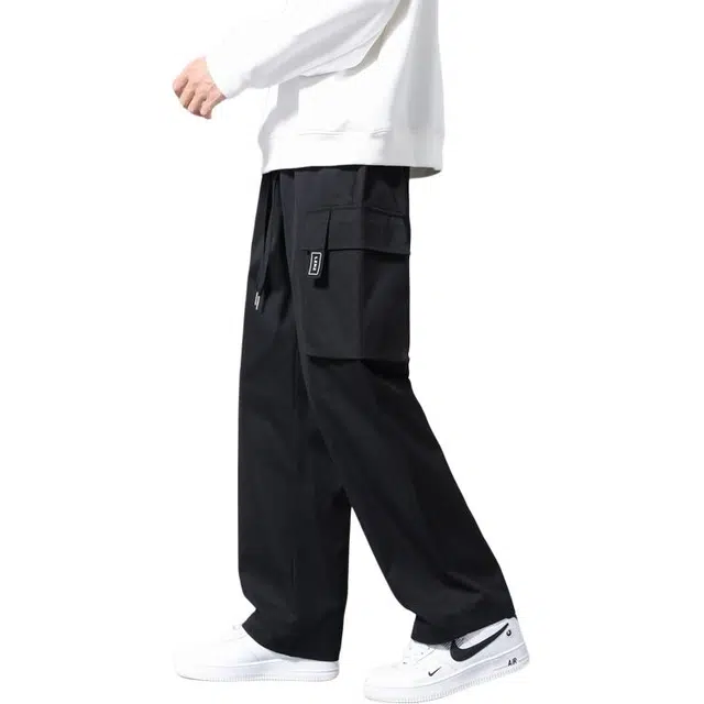 顶峰保罗 美式工装纯色宽松直筒阔腿加绒加厚运动卫裤无性别主义潮流痞帅百搭秋季穿搭潮牌休闲裤 男女同款