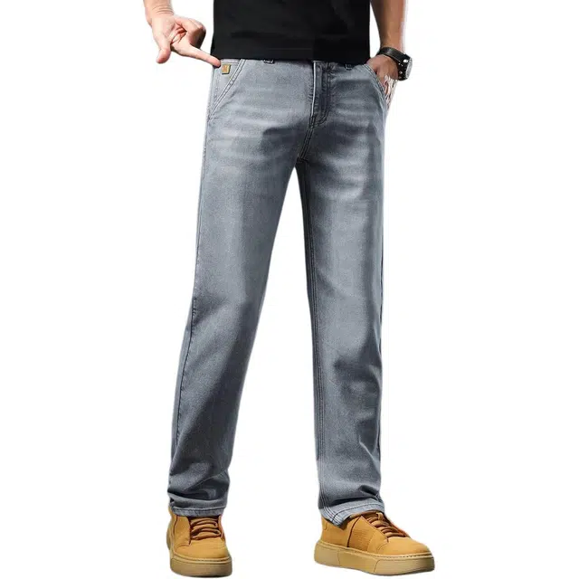 吉肯蒂 潮牌美式长裤男修身直筒时尚男裤牛仔裤 男款