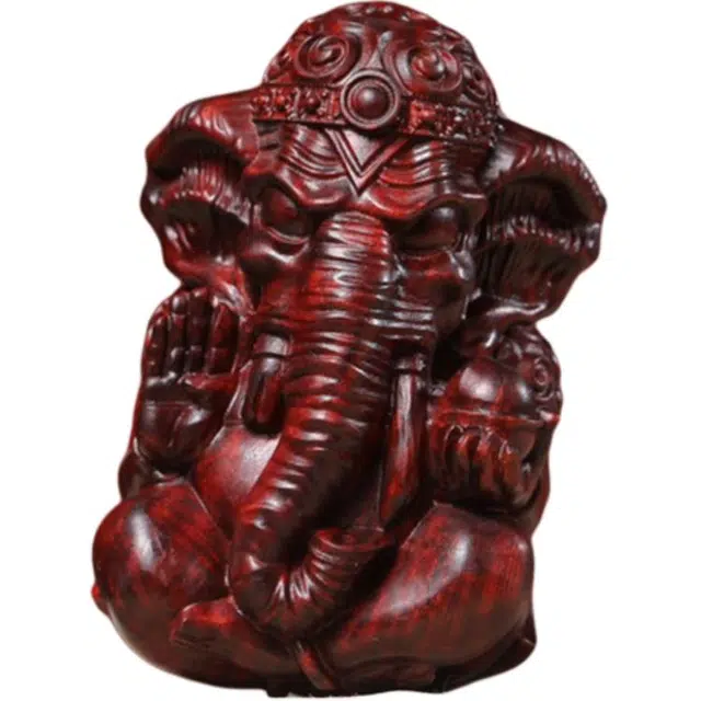 得笙陌 绿檀紫檀木象头神摆大象文玩手把件工位桌面装饰木雕#好运 血檀 摆件 男女同款情侣款