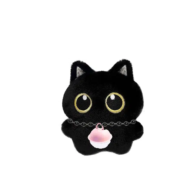 卡莱茵 小煤球猫咪粉铃铛创意公仔  潮流软萌百搭 小书包背包挂饰 #好运 毛绒 挂件 男女同款情侣款