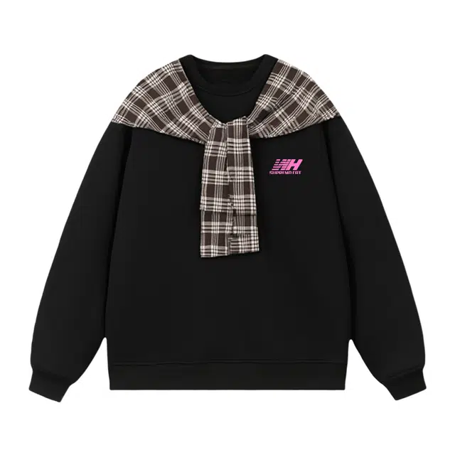 吾皇猫 美式复古学院风简约百搭印花时尚披肩设计基础款圆领套头休闲宽松无性别穿搭长袖卫衣 男女同款