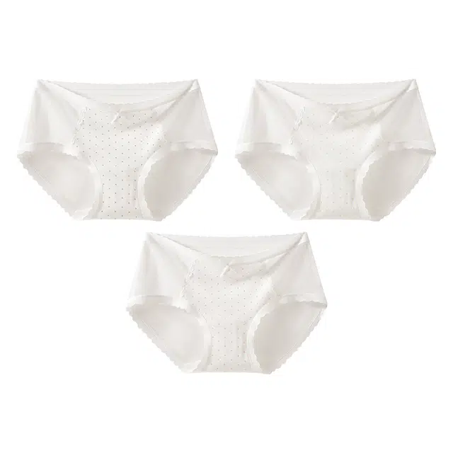 二三二三 甜美波点蝴蝶结少女亲肤柔软舒适透气不闷汗防夹臀中腰妈生感可爱清新日常百搭短裤组合装三角内裤 女款