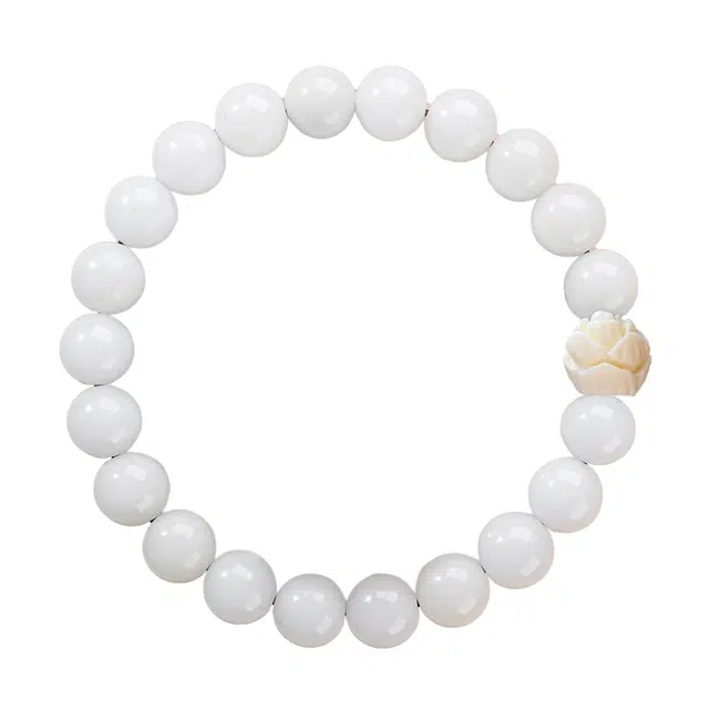 絮物 莲花款单圈简约设计国风轻奢高级氛围感念珠文玩掌心禅意素雅百搭新宠出街神器诸事顺利#好运 白玉菩提 手串 男女同款情侣款