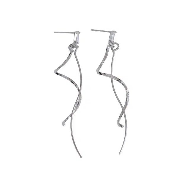 澜耀 长款波浪流苏 时尚简约小众独特气质耳饰 铜合金 耳环 女款