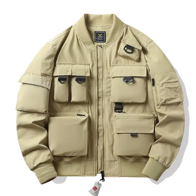 北极绒 男多口袋宽松机车户外飞行服复古棒球服大码工装夹克 男款