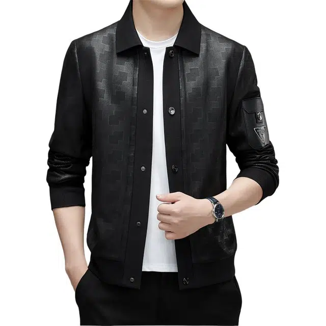 太子龍 春秋季格子字母时尚潮流爸爸装中青年男装夹克外套 男款