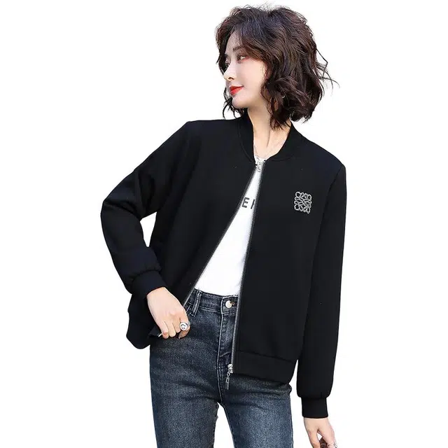 稻草人 纯色通勤百搭简约柔软立领秋冬截短外套 女款