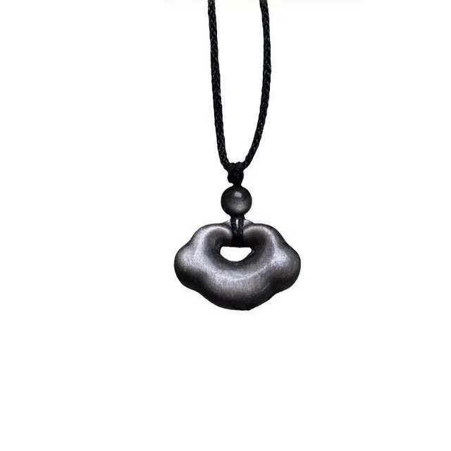 爱骊 国潮祥云吊坠 时尚经典国风大方设计 大方气质高级感轻奢百搭精美礼盒#好运天然 黑曜石 项链 男女同款情侣款