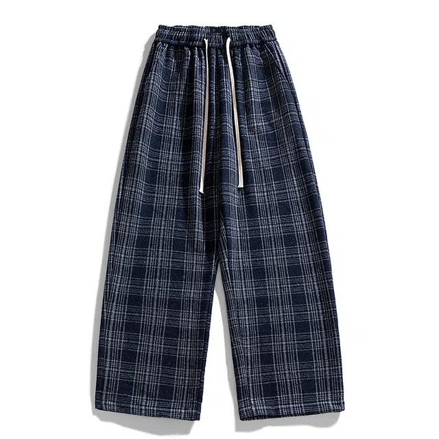微牛 无性别穿搭潮流大码中性风美式潮牌直筒格子裤拖地裤韩版休闲裤 男女同款