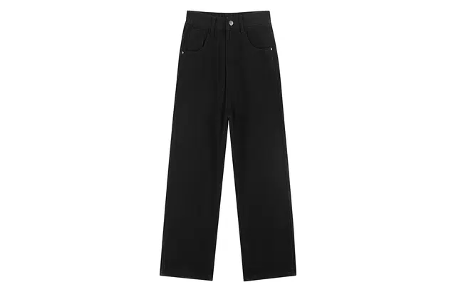 加菲猫家族 美式复古水洗做旧基础款高街简约潮流休闲通勤百搭垂感舒适无性别主义高级感显高显瘦直筒中腰牛仔裤 男女同款