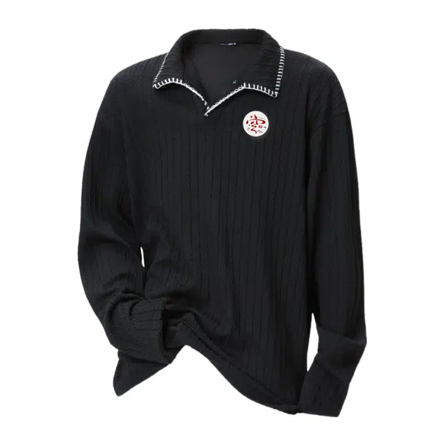 半空山 美式经典学院风麦穗纹理设计感海鸥领可拆卸乐扣徽章亲肤柔软舒适微弹宽松休闲时尚百搭上衣针织衫 男女同款